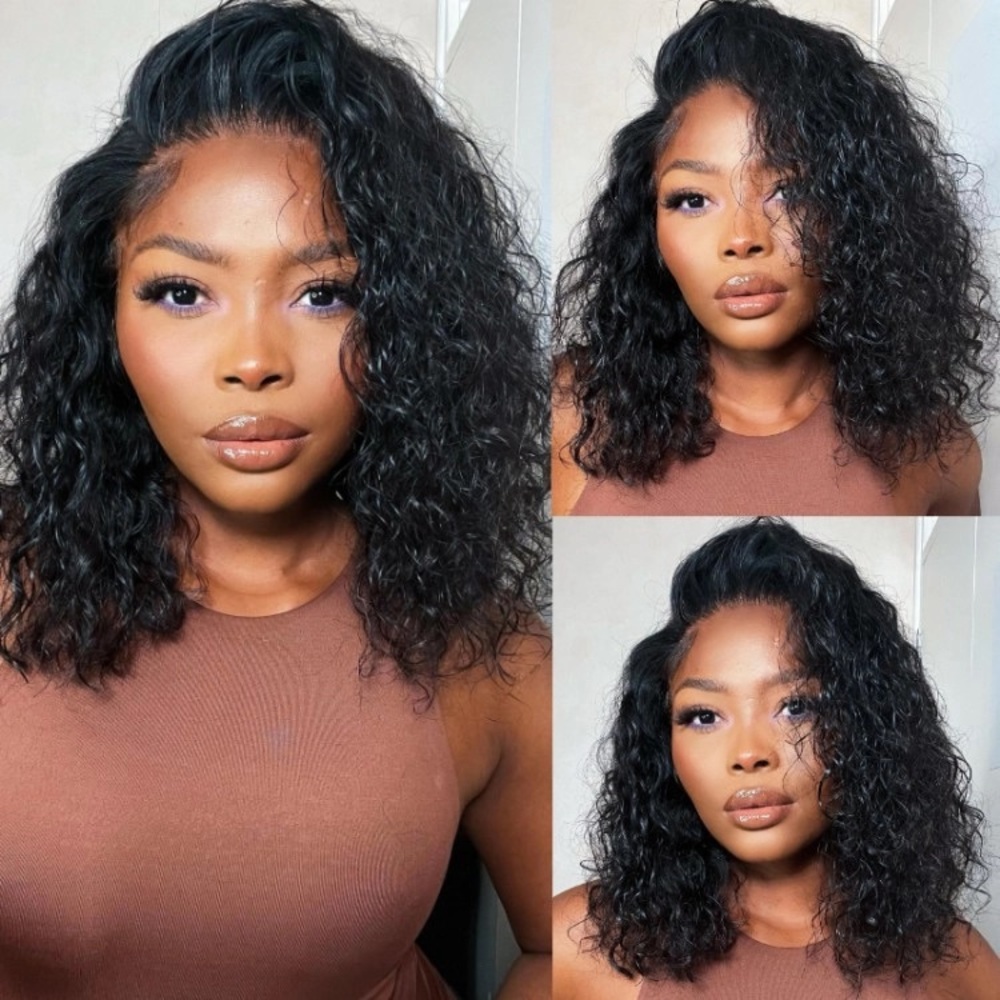 UNice Wear Go 6x4.5 Pre Cut Lace Bouncy Water Wave Glueless Bob Wig 150% Density